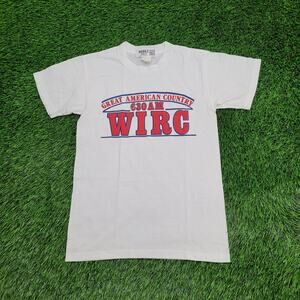 Vintage 80s WIRC 630 AM Radio Shirt Womens S/M 17x25 White